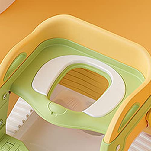 Toddlers Potty Training Multifunction Toilet Seat with Step Stool Ladder Handles Foldable Widen Base Toilet Training Seat Chair for Kids (Light Green)