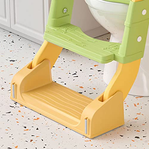 Toddlers Potty Training Multifunction Toilet Seat with Step Stool Ladder Handles Foldable Widen Base Toilet Training Seat Chair for Kids (Light Green)