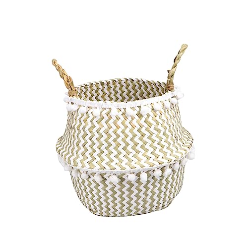 Kisangel Rattan Planter Baby Basket Laundry Basket for Baby Woven Plant Pot Nursery Baskets Cotton Storage Bucket Laundry Storage Baskets Cloth Storage Basket Room Basket Wicker Flowerpot