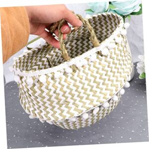 Kisangel Rattan Planter Baby Basket Laundry Basket for Baby Woven Plant Pot Nursery Baskets Cotton Storage Bucket Laundry Storage Baskets Cloth Storage Basket Room Basket Wicker Flowerpot