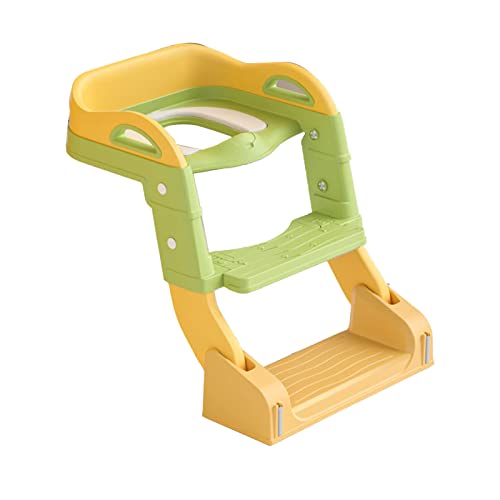 Toddlers Potty Training Multifunction Toilet Seat with Step Stool Ladder Handles Foldable Widen Base Toilet Training Seat Chair for Kids (Light Green)