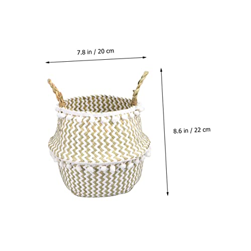 Kisangel Rattan Planter Baby Basket Laundry Basket for Baby Woven Plant Pot Nursery Baskets Cotton Storage Bucket Laundry Storage Baskets Cloth Storage Basket Room Basket Wicker Flowerpot