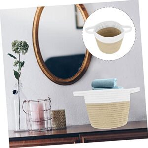 1pc Round Storage Box Foldable Bins for Storage Round Woven Basket Woven Baskets Woven Storage Bins Clothes Hamper Blanket Basket Color Matching Basket Organizing Basket