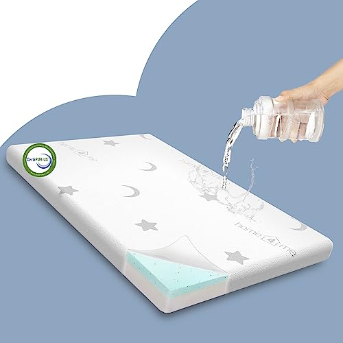 Home4me Pack and Play Mattress,38"x26"x3"Portable Mini Crib Mattress, Dual Sided (Firm & Soft) Memory Foam Playpen Mattress with Washable Cover Memory Foam Waterproof Crib Mattress Topper