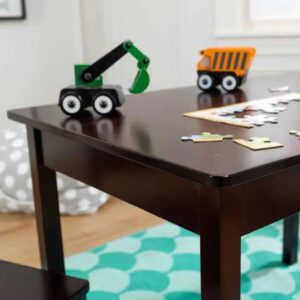 Wooden Rectangular Table & 2 Chair Set for Kids - Espresso, Gift for Ages 5-8