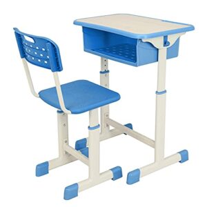 CuisinSmart Student Desk Chair Set Adjustable Kids Table Seats Classroom Furniture Blue