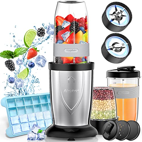 Bullet Blender for Shakes and Smoothies, Airpher 19 Pieces 850W Personal Smoothie Blender for Kitchen With Ice Tray, 2 * 17 Oz & 10 Oz To-Go Cups, BPA Free, Pulse Technology