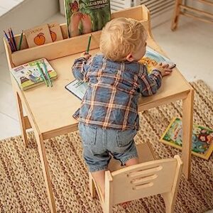 WOOD&ROOM Table with Chair for Children Room, Table for Learnig, Sturdy Table with Chair for Kids, Montessori Table, Art Table with Chair