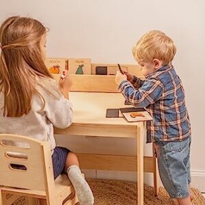 WOOD&ROOM Table with Chair for Children Room, Table for Learnig, Sturdy Table with Chair for Kids, Montessori Table, Art Table with Chair