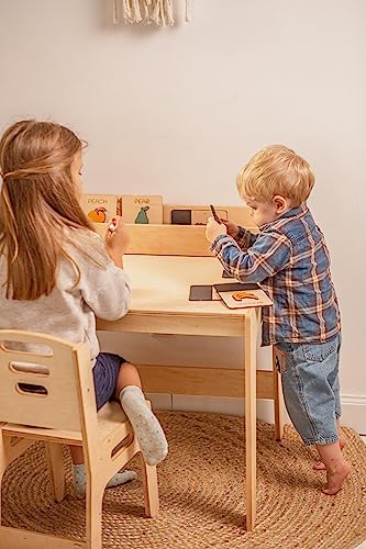 WOOD&ROOM Table with Chair for Children Room, Table for Learnig, Sturdy Table with Chair for Kids, Montessori Table, Art Table with Chair