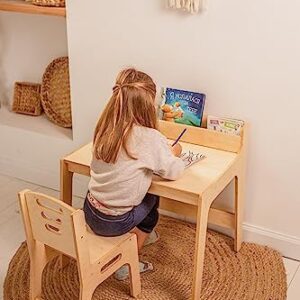 WOOD&ROOM Table with Chair for Children Room, Table for Learnig, Sturdy Table with Chair for Kids, Montessori Table, Art Table with Chair