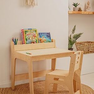 WOOD&ROOM Table with Chair for Children Room, Table for Learnig, Sturdy Table with Chair for Kids, Montessori Table, Art Table with Chair