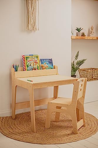 WOOD&ROOM Table with Chair for Children Room, Table for Learnig, Sturdy Table with Chair for Kids, Montessori Table, Art Table with Chair