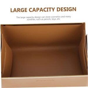 Cabilock 2pcs Leather Storage Basket Desk Containers Nightstand Decor Small Storage Container Foldable Storage Bins with Lids Snack Container Closet Storage Baskets Kitchen Storage Box