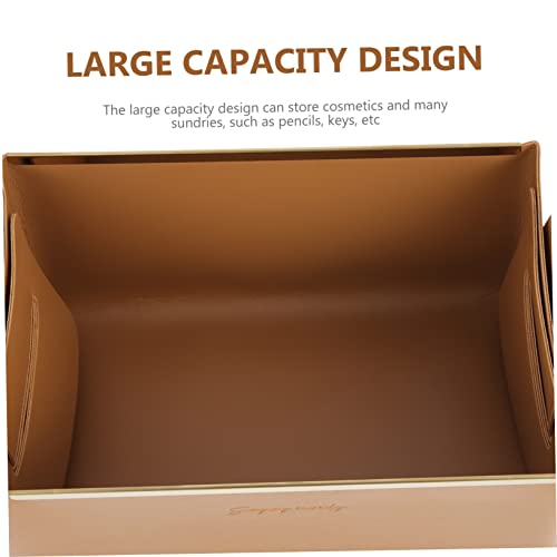 Cabilock 2pcs Leather Storage Basket Desk Containers Nightstand Decor Small Storage Container Foldable Storage Bins with Lids Snack Container Closet Storage Baskets Kitchen Storage Box