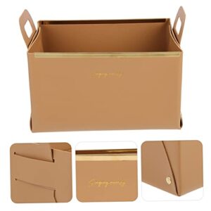 Cabilock 2pcs Leather Storage Basket Desk Containers Nightstand Decor Small Storage Container Foldable Storage Bins with Lids Snack Container Closet Storage Baskets Kitchen Storage Box