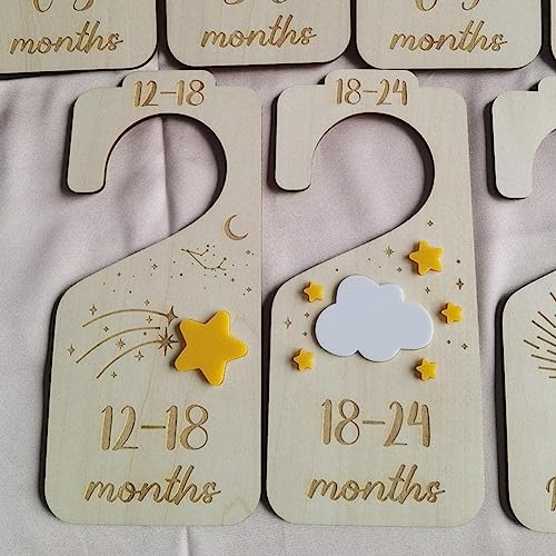 AYFFDIYI Baby Closet Dividers for Clothes Organizer, 7 Pack Wooden Baby Clothes Size Organizer Nursery Months, 24 to from Han 0 Decor