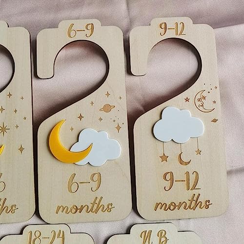 AYFFDIYI Baby Closet Dividers for Clothes Organizer, 7 Pack Wooden Baby Clothes Size Organizer Nursery Months, 24 to from Han 0 Decor