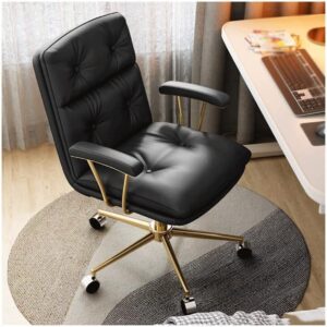 pochy family office chair office chair height adjustable computer chair artificial leather comfortable and soft computer chair rotatable executive chairs firm seat cushion (color : black)