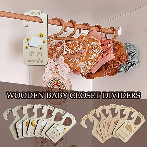 AYFFDIYI Baby Closet Dividers for Clothes Organizer, 7 Pack Wooden Baby Clothes Size Organizer Nursery Months, 24 to from Han 0 Decor