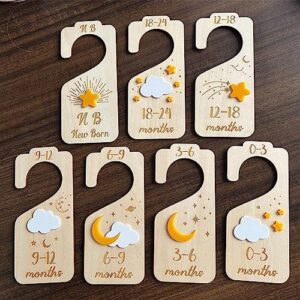 AYFFDIYI Baby Closet Dividers for Clothes Organizer, 7 Pack Wooden Baby Clothes Size Organizer Nursery Months, 24 to from Han 0 Decor