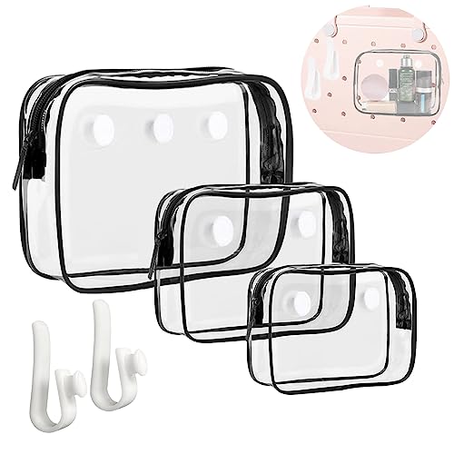 Everfunny 3 Packs Clear Bogg Beach Tote Bag with 2 Pack Insert Hooks Accessories for Bogg Bags Travel Makeup Clean Toiletry Brush Organizer Cosmetic Divider Storage Inner Pouch