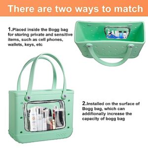 Everfunny 3 Packs Clear Bogg Beach Tote Bag with 2 Pack Insert Hooks Accessories for Bogg Bags Travel Makeup Clean Toiletry Brush Organizer Cosmetic Divider Storage Inner Pouch