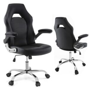 gaming chair - executive computer with lumbar support for adults - 360° swivel rocking home office computer desk pu leather task chair