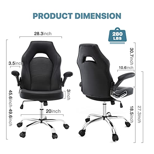 Gaming Chair - Executive Computer with Lumbar Support for Adults - 360° Swivel Rocking Home Office Computer Desk PU Leather Task Chair