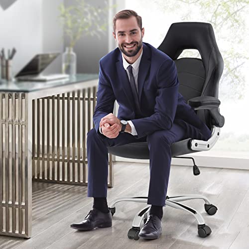 Gaming Chair - Executive Computer with Lumbar Support for Adults - 360° Swivel Rocking Home Office Computer Desk PU Leather Task Chair