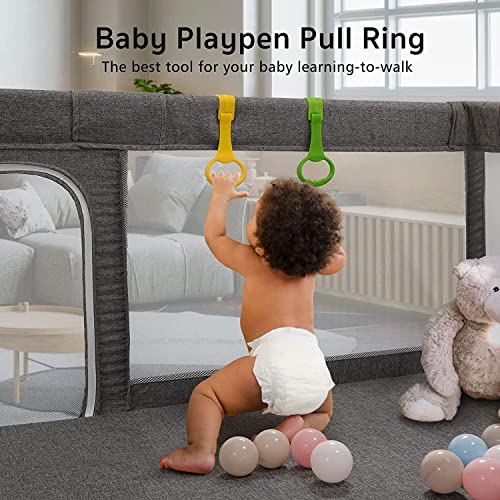 Uanlauo Baby Playpen: 71x59 Inch, Safe for Babies and Toddlers, Sturdy with an Anti-Slip Base. Indoor/Outdoor Use. Breathable Mesh, No Mat.