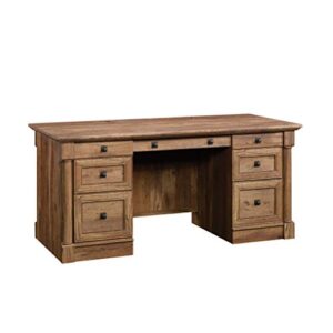 Sauder Palladia Desk with Hutch, L: 59.49" x W: 23.54" x H: 56.5", Vintage Oak Finish & Palladia Executive Desk, Vintage Oak Finish