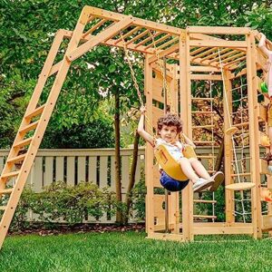 Avenlur Hawthorn 9-in-1 Outdoor Activity Center | Swing, Rock Wall, Monkey Bars | Ages 2-11 | Pine Wood Construction | Climbing Rope, Net Wall | Strength, Coordination, and Imagination-Boosting Fun