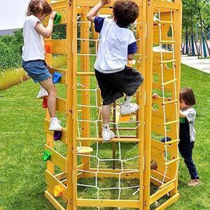 Avenlur Hawthorn 9-in-1 Outdoor Activity Center | Swing, Rock Wall, Monkey Bars | Ages 2-11 | Pine Wood Construction | Climbing Rope, Net Wall | Strength, Coordination, and Imagination-Boosting Fun