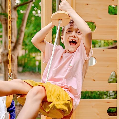 Avenlur Hawthorn 9-in-1 Outdoor Activity Center | Swing, Rock Wall, Monkey Bars | Ages 2-11 | Pine Wood Construction | Climbing Rope, Net Wall | Strength, Coordination, and Imagination-Boosting Fun