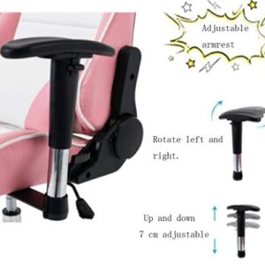 ZHAOLEI Racing Style High Back Ergonomic Office Chair Executive Swivel Computer Desk Chair Height Adjustable Task Chair Reclining with Lumbar Support, Headrest and Footrest (Pink)