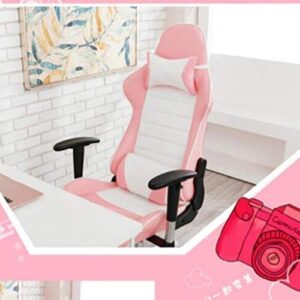 ZHAOLEI Racing Style High Back Ergonomic Office Chair Executive Swivel Computer Desk Chair Height Adjustable Task Chair Reclining with Lumbar Support, Headrest and Footrest (Pink)