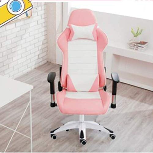 ZHAOLEI Racing Style High Back Ergonomic Office Chair Executive Swivel Computer Desk Chair Height Adjustable Task Chair Reclining with Lumbar Support, Headrest and Footrest (Pink)