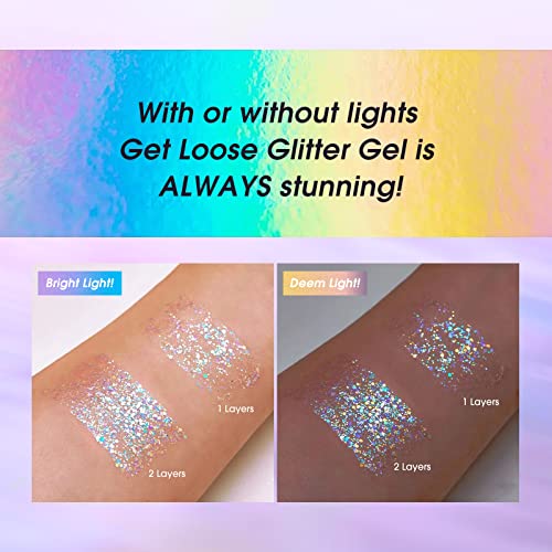 Body Glitter Gel, Quick-Drying & Self-Adhesive Face Glitter, Rave, Concert Glitter Makeup, Holographic Eye,Lip,Hair Glitter, Sparkle Accessories, Cosmetic Grade Sequins(#02 Stardust Pink）