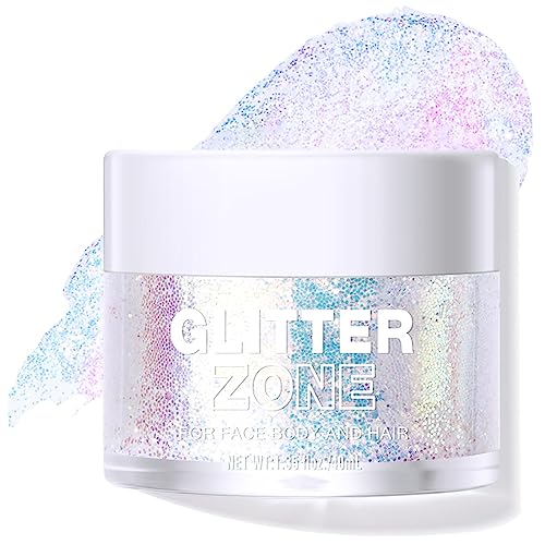 Body Glitter Gel, Quick-Drying & Self-Adhesive Face Glitter, Rave, Concert Glitter Makeup, Holographic Eye,Lip,Hair Glitter, Sparkle Accessories, Cosmetic Grade Sequins(#02 Stardust Pink）