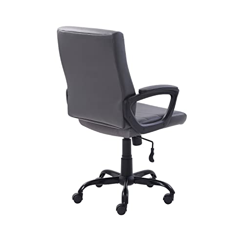 DNIO Mid-Back Manager's Office Chair with Arms, Bonded Leather, Suitable for Home, Office, Apartment, Etc, Brown