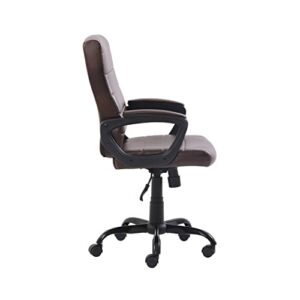 DNIO Mid-Back Manager's Office Chair with Arms, Bonded Leather, Suitable for Home, Office, Apartment, Etc, Brown