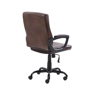 DNIO Mid-Back Manager's Office Chair with Arms, Bonded Leather, Suitable for Home, Office, Apartment, Etc, Brown