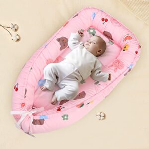 cuaibb baby lounger for newborn, baby pillow lounger 0-24 months, baby nest sleeper newborn lounger, breathable sleeping bed for newborn boys and girls (a - pink)