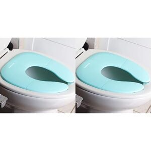 folding travel potty seat for boys and girls, fits round & oval toilets, non-slip suction cups, includes free travel bag - jool baby (pack of 2)