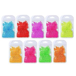 9pcs nail set,glow in the dark glitter luminous nail glitter chunky glitter craft 9 colors fluorescent nail