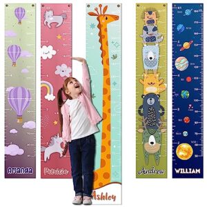 personalized kids growth chart - 12 designs, 13oz vinyl height measurement ft. cm, inches chart for toddlers - ruler for kids