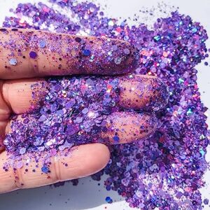 1 Oz Purple Chunky Glitter Mix, Purple Chunky Poly Glitter Mix, Glitter Epoxy Tumblers, Craft Glitter Supplier, Glitter for DIY Art Craft