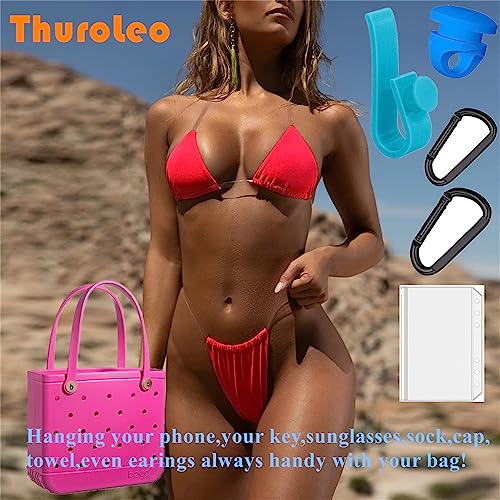 ThuroLeo 4 Packs Hooks Accessories for Bogg Bags,Hat Cap Hang Charms Phone Waterproof Case Key Sunglass Lipstick Wallet Hanger Set,Women Beach Bags Vacation Travel Necessities Women Gift (White)