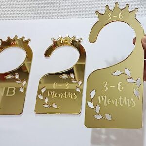 Baby Closet Dividers,Set of 7 Acrylic Mirror Baby Clothes Organizers for Wardrobe Closet Home Nursery from Newborn to 24 Months (Gold Mirror, Model 1)